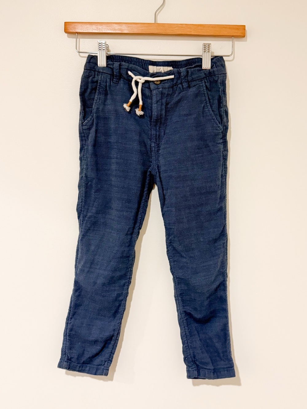 H&M Navy Drawstring Linen-Blend Pants